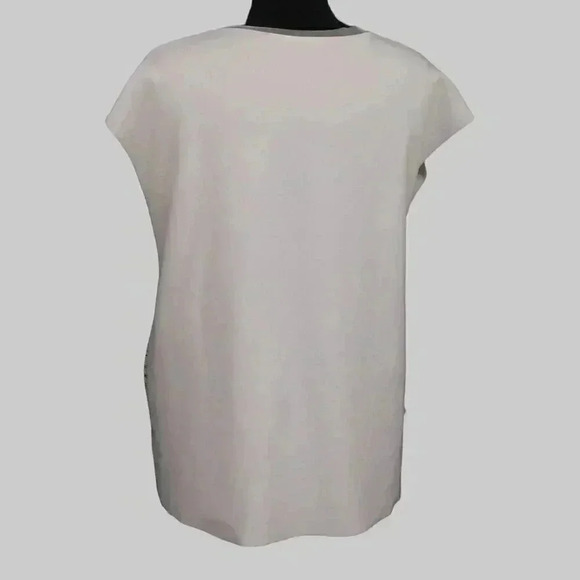 Zara sleeveless blouse white with‎ horizontal stripes step hemline M - Picture 2 of 9